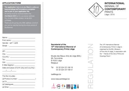 INTERNATIONAL  APPLICATION FORM BIENNIAL OF