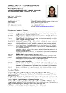 CURRICULUM VITAE – VAN INGELGOM VIRGINIE