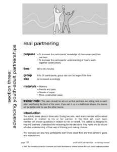 section three: advancing youth-adult partnerships real partnering purpose