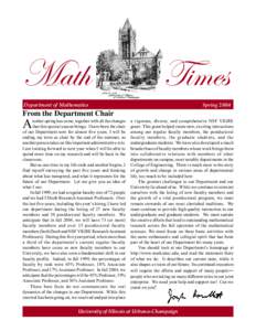 Math  Times Department of Mathematics