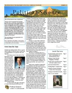 THE NEWSLETTER OF THE DEPARTMENT OF POLITICAL SCIENCE AT CU-BOULDER  SUMMER 2013 Political Science Who will lead America into a bright future?