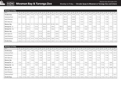 Effective from 20 October[removed]Mosman Bay & Taronga Zoo North Shore Line