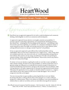 HeartWood  Centre for Community Youth Development Appreciative Concepts, Principles, & Tools