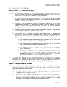 Rules for Technicians’ Chapters The Institution of Engineers (India) 1.0 EXTRACT OF THE BYE-LAWS