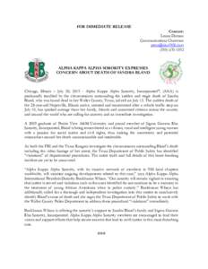 FOR IMMEDIATE RELEASE Contact: Leona Dotson Communications Chairman