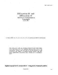 DEC-! O-XSPLA-J-D  DECsystem-20 and DECsystem-10 S,oftware Components Catalogue