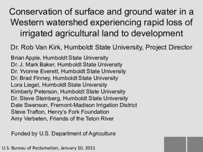Conservation of surface and ground water in a   Western watershed experiencing rapid loss of irrigated agricultural land to development