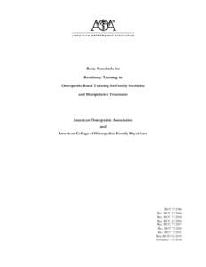 Basic Standards for Residency Training in Osteopathic Rural Training for Family Medicine and Manipulative Treatment  American Osteopathic Association