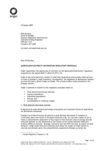 28 August[removed]Mike Buckley General Manager Network Regulation North Branch Australian Energy Regulator