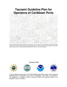 Tsunami Guideline Plan for Operators of Caribbean Ports Lisbon, Portugal, during the great earthquake of 1 November[removed]This piece of art, made that year, shows the city in ruins and in flames. Tsunami rush upon the sh