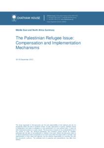 The Palestinian Refugee Issue: Compensation and implementation mechanisms