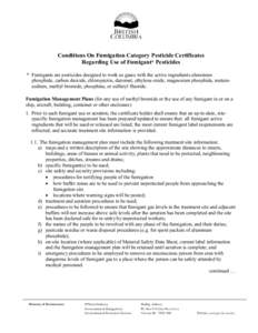 Fumigation Licence Conditions