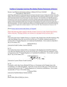 Southern Campaign American Revolution Pension Statements & Rosters Bounty Land Warrant information relating to Richard M. Owen VAS1603 Transcribed by Will Graves vsl[removed]