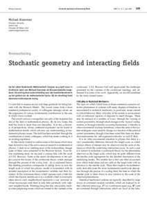 Michael Aizenman  Stochastic geometry and interacting fields