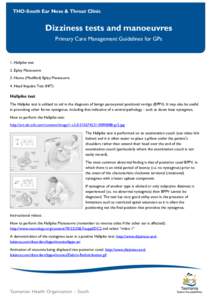 Benign paroxysmal positional vertigo / Epley maneuver / Vertigo / Dix–Hallpike test / Nystagmus / Dizziness / DizzyFIX / Medicine / Neurological disorders / Health