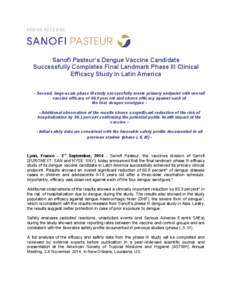 Sanofi Pasteur Dengue Latin America ENG