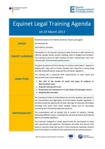 Equinet Legal Training Agenda[removed]March 2013 Bundesministerium für Familie, Senioren, Frauen und Jugend VENUE