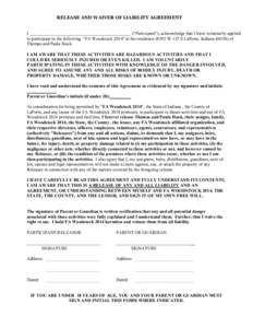 RELEASE AND WAIVER OF LIABILITY AGREEMENT  I (