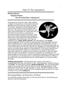 1  Topic 26. The Angiosperms Domain Eukarya Kingdom Plantae The Flowering Plants (Angiosperms)