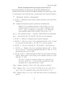 March 10, 2003 Errata (comments; ﬁx-up of typos and errors) to Krzysztof Ciesielski, Set Theory for the Working Mathematician, London Math Society Student Texts 39, Cambridge University Press, [removed]ni means page n li