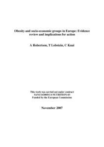 Obesity and socio-economic groups in Europe: Evidence review and implications for action
