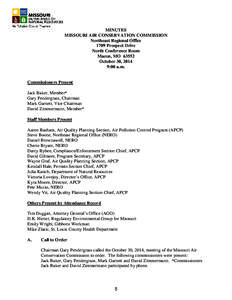 MINUTES MISSOURI AIR CONSERVATION COMMISSION Northeast Regional Office 1709 Prospect Drive North Conference Room Macon, MO 63552