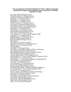 List of respondents to the FGDC Public Review Draft – Digital Cartographic Standard for Geologic Map Symbolization (review period May 19 through September 15, 2000) Curt Abert, Illinois Geological Survey Walter Barnhar