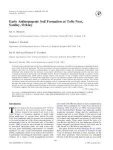 Journal of Archaeological Science, 729–746 Article No. as970216 Early Anthropogenic Soil Formation at Tofts Ness, Sanday, Orkney Ian A. Simpson