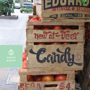   candy script  Candy is an original creation. I am hard-pressed to cite my sources
