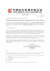 (incorporated in Hong Kong with limited liability) (Stock Code: 688) Date as postmarked Dear Non-Registered Holder of Securities of the Company  Notification of Publication of Corporate Communications on the Company’s 