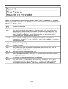 Appendix 3C  Time Frame for Issuance of a Prospectus The time line below assumes a typical recreation operating season of May 15 to September 15. Adjust the schedule if appropriate, but note that a late start does not as