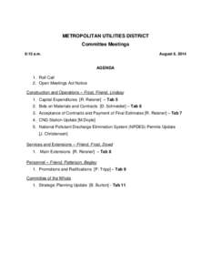 METROPOLITAN UTILITIES DISTRICT Committee Meetings 8:15 a.m. August 6, 2014