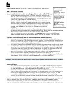 Utah Afterschool Network-Partnering to support expanded learning opportunities  Utah’s Educational Priorities: Ensure our school children achieve reading proficiency by the end of 3rd Grade. 