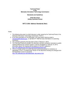 Technical Panel of the Nebraska Information Technology Commission Standards and Guidelines Draft Document 30-Day Comment Period