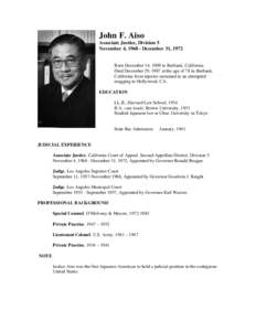 John F. Aiso Associate Justice, Division 5 November 4, [removed]December 31, 1972