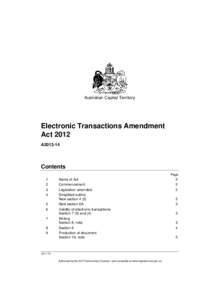 Electronic Transactions Amendment Act 2012