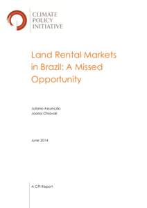 Land Rental Markets in Brazil: A Missed Opportunity Juliano Assunção Joana Chiavari