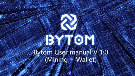 Bytom User manual V 1.0 (Mining + Wallet) Contents 1. Installation Guide