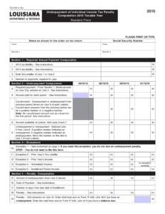 Underpayment of Individual Income Tax Penalty Computation 2014 Taxable Year