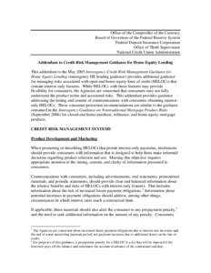 Office of the Comptroller of the Currency Board of Governors of the Federal Reserve System Federal Deposit Insurance Corporation Office of Thrift Supervision National Credit Union Administration Addendum to Credit Risk M