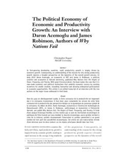 The Political Economy of Economic and Productivity Growth: An Interview with Daron Acemoglu and James Robinson, Authors of Why Nations Fail