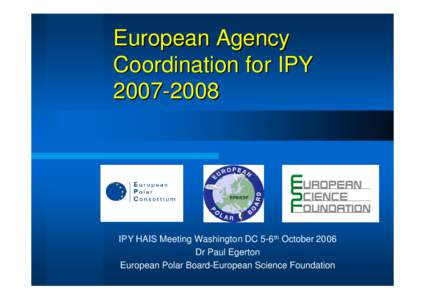 European Coordination for IPY