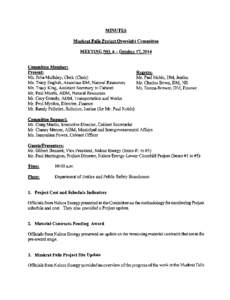 MINUTES  Muskrat Falls Proiect Oversight Committee MEETING NO. 6 - October[removed]Committee Member;