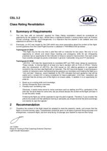 CSL 3.2 Class Rating Revalidation 1 Summary of Requirements