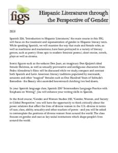 Hispanic Literatures through the Perspective of Gender FIG 8 Spanish 224, 