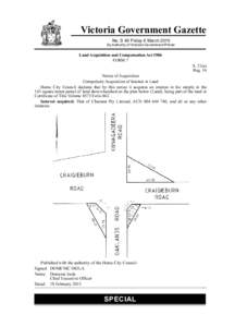 Victoria Government Gazette No. S 49 Friday 6 March 2015 By Authority of Victorian Government Printer  Land Acquisition and Compensation Act 1986