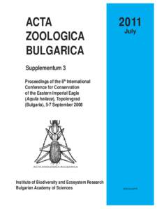 Supplementum 3 – July[removed]ACTA ZOOLOGICA BULGARICA