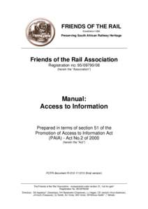 FRIENDS OF THE RAIL Established 1986 Preserving South African Railway Heritage  Friends of the Rail Association