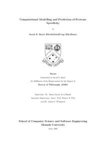 Computational Modelling and Prediction of Protease Specificity by Sarah E. Boyd, BSc(ScScholProg) BSc(Hons)