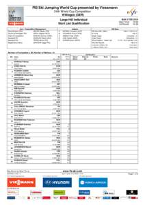 FIS Ski Jumping World Cup presented by Viessmann 24th World Cup Competition Willingen (GER) SUN 2 FEB 2014 Start Time: 13:00